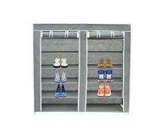 Sotech Scarpiera, 2 Porte, Scaffale Portascarpe a 5 Livelli, Peso: 3 kg, Tipo di Chiusura: Parti in Velcro e Zip,114 x 110 x 28 cm, Grigio