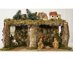 Euromarchi Presepe Natalizio Casette in Legno Bosco, Multicolore, 58 x 34 x 37 cm