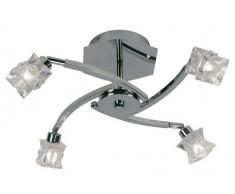 Oaks Lighting Kane - Plafoniera con Finitura cromata Lucida e paralumi in Vetro Trasparente