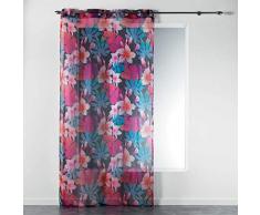 Douceur dIntÃ©rieur Tenda con Occhielli, 140 x 240 cm, in Voile Stampato, Motivo Floreale, Colore: Prugna