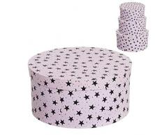 Dcasa - Set di 3 scatole Rotonde con Bottone a Forma di Stella, Ideali per Decorare Feste, Articoli per la casa, Unisex, per Adulti, Colore: Unico