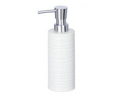 WENKO Dispenser sapone Mila bianco ceramica - Dispenser sapone liquido Capacità: 0.26 l, Ceramica, 6 x 18.5 x 8 cm, Bianco