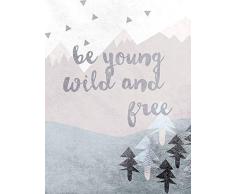 Komar - Quadro da Parete Wild And Free Poster, per Soggiorno, Camera da Letto, Decorazione, Stampa Artistica Senza Cornice Disponibile in 3 Misure, Multicolore, P105C-30x40