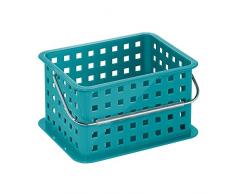 InterDesign - Cestino per prodotti da bagno, misura piccola, colore: bianco, Teal, small