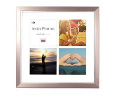 Inov Agosto 16 x 40.64 cm Instaframe Quadro per Instagram 4 / timbratura Foto in Bianco a Scacchi con la stuoia e Bordo Bianco, di Peltro con Bordo in Argento