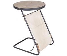 Better & Best - Tavolo Rotondo con Base a L Intrecciata, riviste in Tessuto di Ferro Industriale, Dimensioni 48 x 41 x 64 cm, Materiale: Legno/Metallo, Nero, Taglia Unica