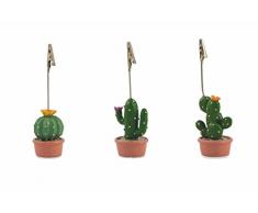 Villa dEste Home Tivoli Cactus Set 3 Segnaposto, Poliresina + Acciaio, Multicolore, 3.5 x 3.5 x 13 cm, 3 unitÃ 