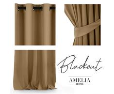 AmeliaHome Blackout - Tenda Oscurante in Poliestere, 140 x 245 cm, Colore: Giallo Senape