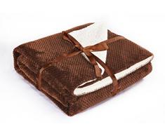 decoking coperta in microfibra morbida coperta effetto pelle d agnello in coperta in pile coperta in pile morbido Sanft flauschig kuschelig Design Scandinavo Cappuccino Lamby, Microfibra, marrone, 170x210