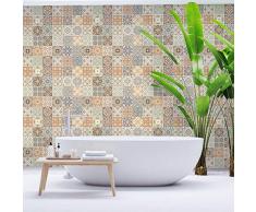 Ambiance Adesivi Piastrelle Adesive - Adesivo Piastrelle di Cemento - Decorazione Murale Adesivi Piastrelle per Bagno e Cucina - Piastrelle di Cemento Adesivo Murale - 10x10cm - 60 Pezzi