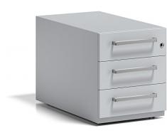Bisley Note - Cassettiera a rotelle con Manico, 3 cassetti universali, in Metallo, 645 Grigio Chiaro, 77,5 x 42 x 49,5 cm