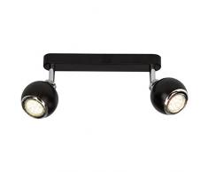 Brilliant g77729/06Â A + +, Ina faretti Spot LED, 2Â luci in metallo, 2,5Â W, GU10, Nero/Cromato, 18Â x 25,5Â x 14,7Â cm
