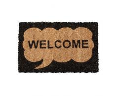 Relaxdays Zerbino Fibra di Cocco, Tappetino da Ingresso, Motivo con Scritta Welcome, 1,5 x 40 x 25 cm, PVC, Multicolore, 30 x 30 cm