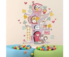 Walplus Rimovibile autoadesivo Adesivi Da Parete Scoiattolo Albero Casa Murale Arte Baby Nursery Bambini Stanza Decorazione