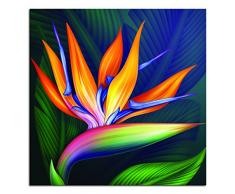 Pintdecor Stelitzia Pannello, Legno di Abete, Multicolore, 100x100x4.5 cm, Made in Italy