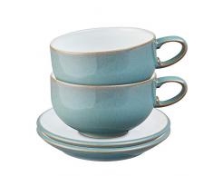Denby 123048701 - Tazza da tÃ¨ e piattino, in gres, colore: Blu