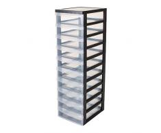 Iris Ohyama, armadio a cassetti su ruote 10 - Progettazione Chest - DC-010, di plastica, nero / trasparente, 70 L, 40 x 29 x 100,5 cm