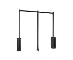 Emuca - Appendiabito saliscendi per Armadio, Barra Appendiabiti saliscendi,Largo Regolabile 600-830mm, Colore Titanio