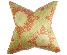The Pillow Collection Sefarina Floral Cuscino Rosso