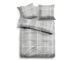Tom Tailor 0009877 - Biancheria da letto in flanella, con federa in cotone, 1 copripiumino da 155 x 220 cm e 1 federa da 80 x 80 cm, colore: grigio