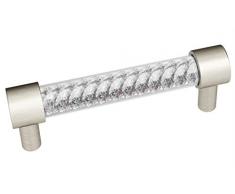 Decostyle HMM1A08 - Maniglia in Ottone Massiccio con Elementi Swarovski, Ottone, Silver Matt, 15 x 2 x 4 cm