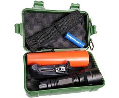 Atomant - Kit torcia a LED Cree T6 originale, 1000 lm, impermeabile, 5 modalità Flash, batteria al litio ricaricabile, caricatore e scatola, 10 W, bianco freddo 6500 K, con cono traffico incluso