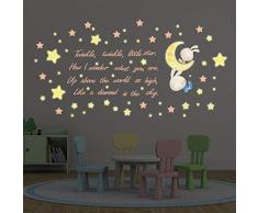 Wallflexi Adesivi da Parete Twinkle Little Star Wall Art murale smontabile Autoadesivo Decalcomanie Kindergarden cameretta dei Bambini Ristorante Hotel Ufficio casa Decorazione, Multicolore