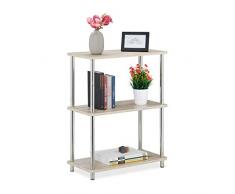 Relaxdays - Scaffale a 3 Ripiani, da Cucina, Multifunzione, Aperto, in MDF/Metallo, 76 x 60 x 30 cm, Colore Naturale