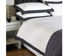 Harvard 200 Fili Percale Trapunta Copripiumino, in Puro Cotone, Colore: Bianco/Blu, Matrimoniale