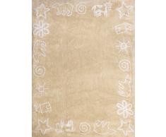 Tappeto Per Bambini Paco Home – Disegno Giungla Con Animali, 120 Cm Rotondo, Colore Beige/Crema, Materiale 100% Polipropilene