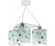 Dalber - Lampada da soffitto E-27, Cani felici, Multicolore, 39 x 39 x 20