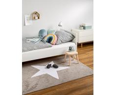 benuta - Tappeto Bambini Star, per cameretta e Gioco, Cotone, Grau, 120 x 160 cm
