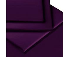Linens Limited, Lenzuolo in Policotone Percalle 180 Fili, per Letto Singolo, Colore: Prugna