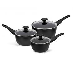 PRESTIGE Thermo Smart Induction Non-Stick 3 Piece Saucepan Set pentole antiaderenti con coperchi, Alluminio