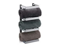 Relaxdays Porta Asciugamani, Mensole, Ripiani Porta Salviette, Cromo, HLP 44x18x16 cm, Argento/Nero