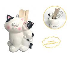 Paolo Chiari Gatto Porta Posate da Cucina, marmoresina, Bianco e Nero