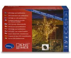 Konstsmide 3038-100 Catena luminosa a micro LED, 288 diodi a luce bianca calda, multifunzione, trasformatore esterno 24 V, cavo nero