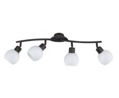 Trio Leuchten Lampada A Barra, 4 Vetri Satinati, 60 Cm Trio 824810428 Freddy Faretto LED, 4x4 Watt, Ruggine Anticato/Bianco, 60x10x20.5 cm, Metallo, Unica