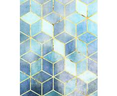 Komar - Quadro da Parete, Motivo: Mosaico Azzuro, per Soggiorno, Camera da Letto, Decorazione, Stampa Artistica, Disponibile in 3 Misure, Blu, Giallo, P092B-40x50