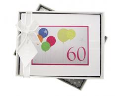WHITE COTTON CARDS-Album Fotografico per Il 60Â° Compleanno, con Neon, Palloncini, Colore: Bianco, Taglia: S