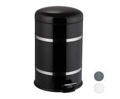 Relaxdays Bidone per i Rifiuti con Pedale, 20 l, Secchio Interno con Manico, per Cucina, in Acciaio Inox, Colore Nero