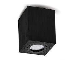 Plafoniera lampada da soffitto LED GU10 230 V MILANO - Lungo [rettangolare, Nero sporgente, Faretto orientabile] soffitto cubo lampada Cube lampadario in alluminio spazzolato Spot senza lampadina