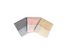 Laura Biagiotti Set 3 Teli Bagno, Grigio,Rosa,Beige, 90x140