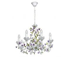 Esclusiva lampadario grande Kron lampada candele stile fiorentino blumenformig mattweisses Verde Viola in metallo 8 luci Chic romantico ed elegante arabesken per la camera dei bambini sala soggiorno sala da pranzo foyer exkl. 8 * 40 W E14