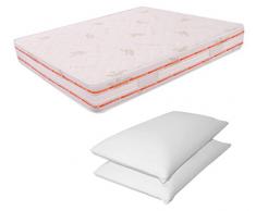 MiaSuite MATERASSO MATRIMONIALE SFODERABILE MEMORY FOAM 6 CM 170X195 ALTO 25 CM + DUE CUSCINI MEMORY FOAM ALTO 13 CM RELAX ORTOPEDICO