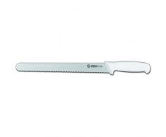 Sanelli Ambrogio Supra Coltello Panettiere, Adatto per Tagliare Il Pane, Manico in Polipropilene Bianco, Acciaio Inossidabile