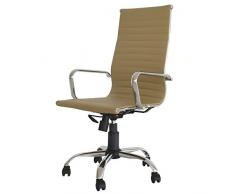 Italian Concept 45 Poltrona Akka Presidenziale, Metallo Cromato, Poliuretano e Similpelle, Marrone, 55 x 61.5 x 117.5 cm