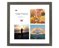 Inov 16 Agosto Instaframe x 40.64 cm Cornice in Legno per 4 Instagram/timbratura Foto in Bianco a Scacchi con la stuoia e Bordo Bianco, Marrone