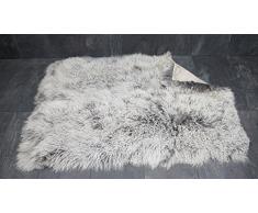 bokke Tibet Coperta di Pelliccia di Agnello, Naturale, Grigio Melange, 120Â x 80Â cm