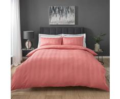 Sleepdown Stripe Waffle Coral Biancheria da Letto Matrimoniale, Policotone, Arancione